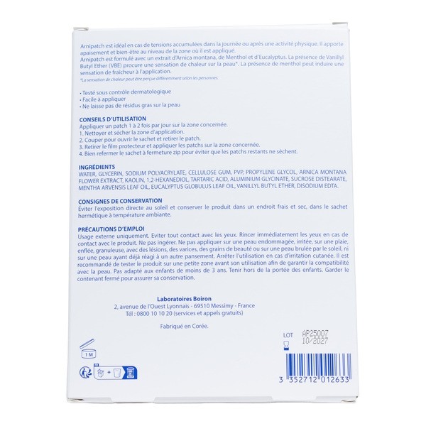 Boiron Arnipatch apaisant effet chauffant
