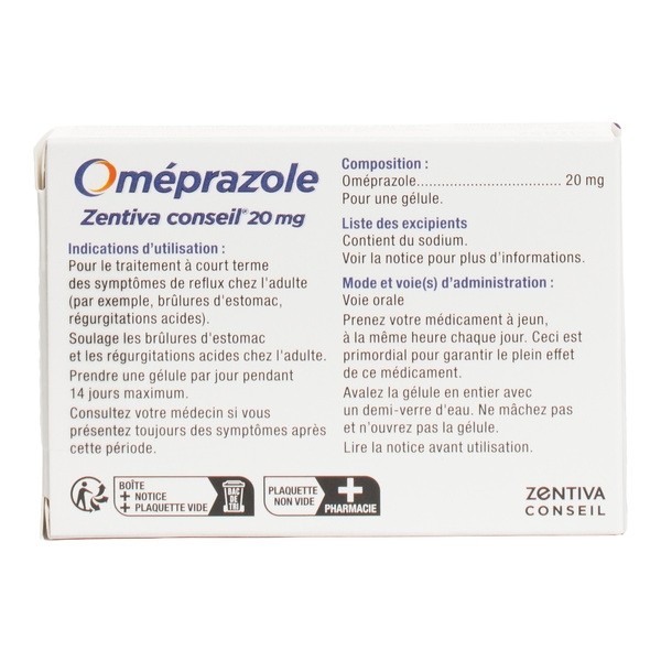 Oméprazole 20 mg gélules Zentiva