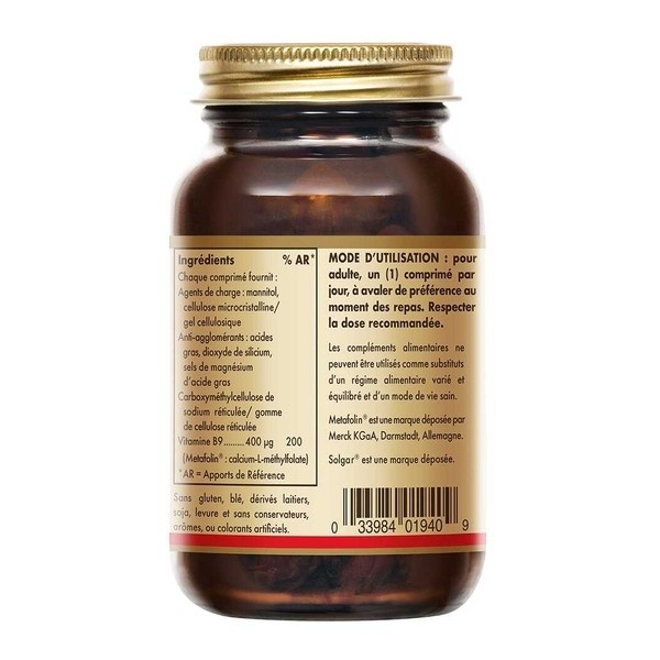 Solgar Metafolin 400 µg comprimés