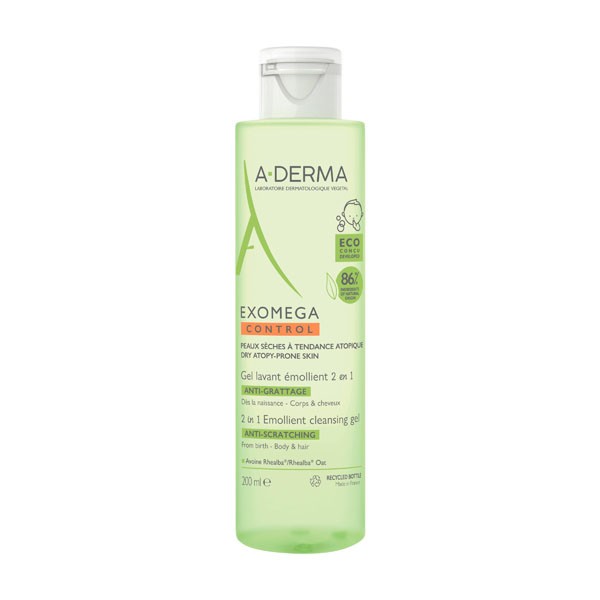 A Derma Exomega Control gel lavant 2 en 1