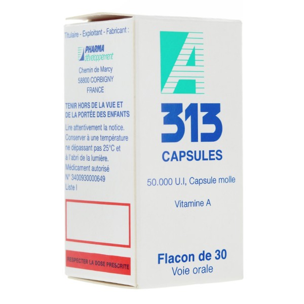A 313 30 capsules molles Médicament pour carence en Vitamine A