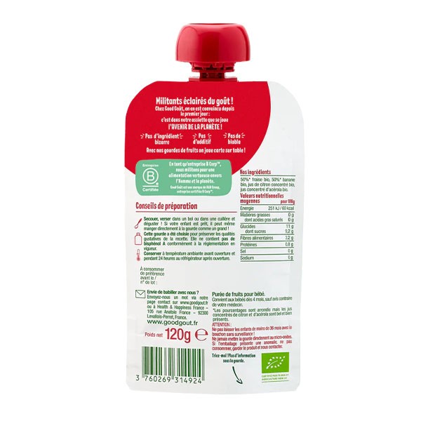 Good Goût Compote fraise banane Bio