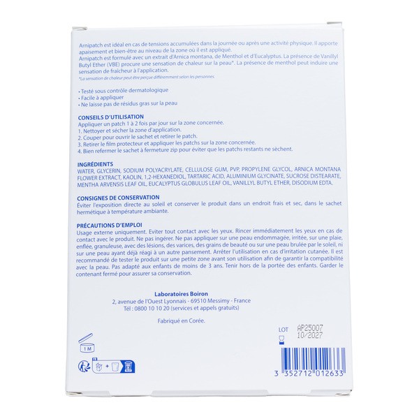 Boiron Arnipatch apaisant effet chauffant