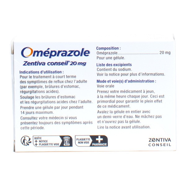 Oméprazole 20 mg gélules Zentiva