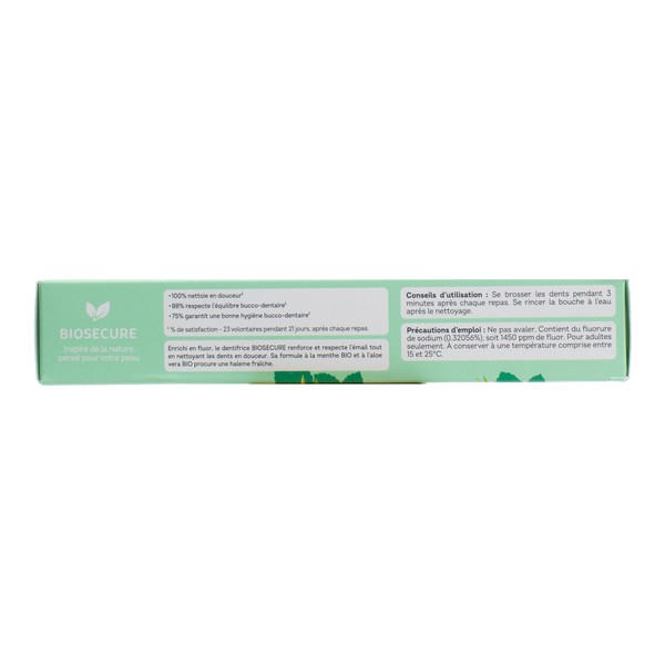 Biosecure Dentifrice Menthe Aloe vera bio