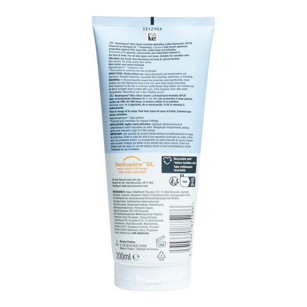 Neutrogena Ultra Sheer Lait solaire invisible SPF 30