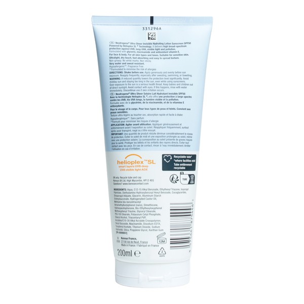 Neutrogena Ultra Sheer Lait solaire invisible SPF 50