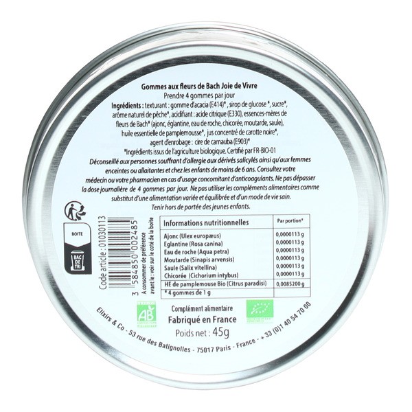 Elixirs and Co Fleurs de Bach Joie de vivre bio Gummies