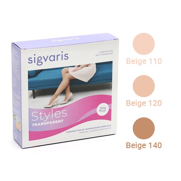 Sigvaris Styles Transparent Chaussettes de Contention Pieds Ouverts Femme Classe 2