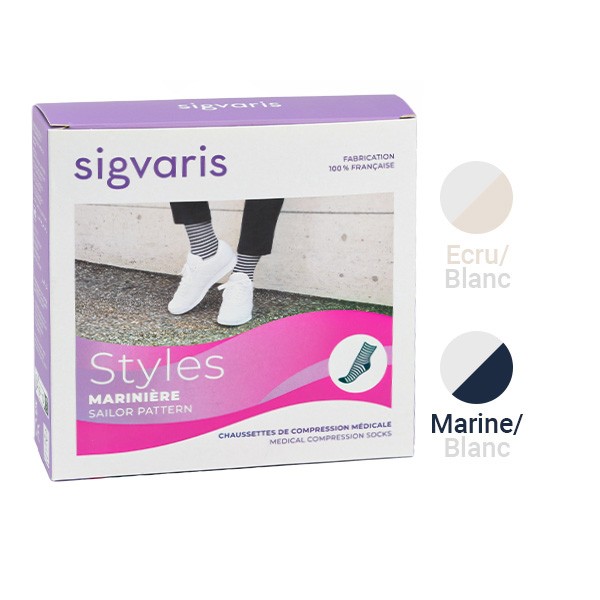 Sigvaris Styles Motifs Marinière Chaussettes de contention Femmes Classe 2