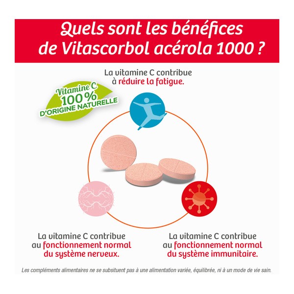 Vitascorbol Acérola 1000 comprimés à croquer