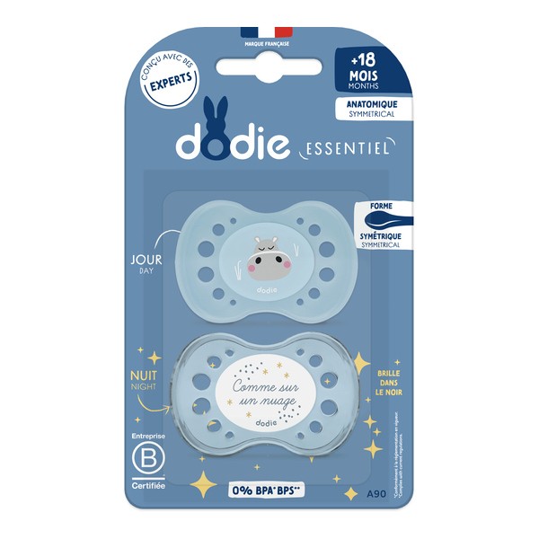 Dodie sucette anatomique silicone +18 mois Nuit