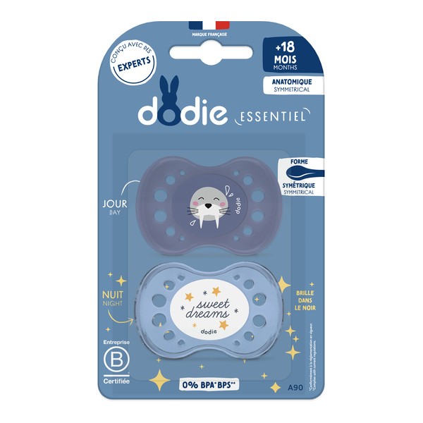 Dodie sucette anatomique silicone +18 mois Nuit