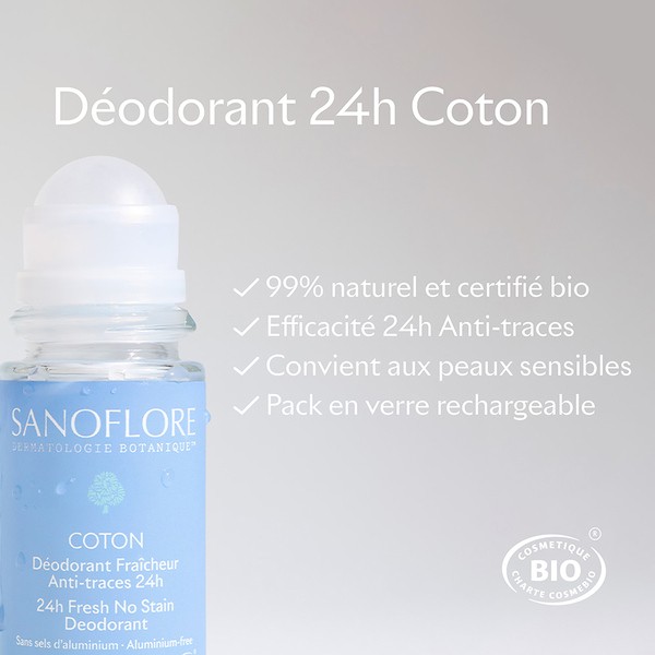 Sanoflore Déodorant Coton 24H bio roll on