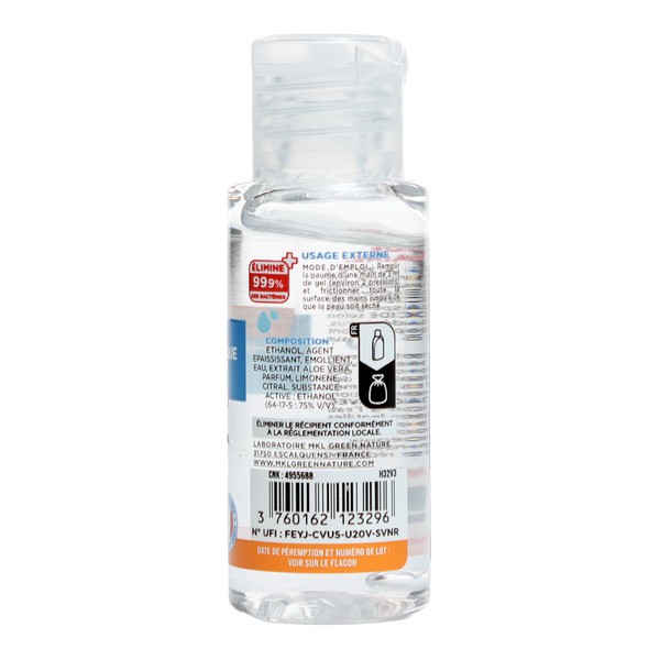 MKL gel hydroalcoolique à l'aloe vera parfum agrumes