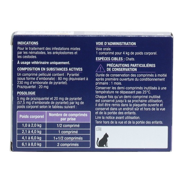 Pyrantel Praziquantel Viatris vermifuge chat