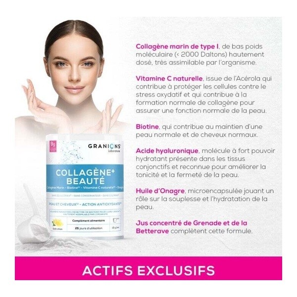 Granions Collagène+ Beauté poudre goût citron