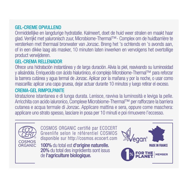 Jonzac Rehydrate gel crème repulpant bio