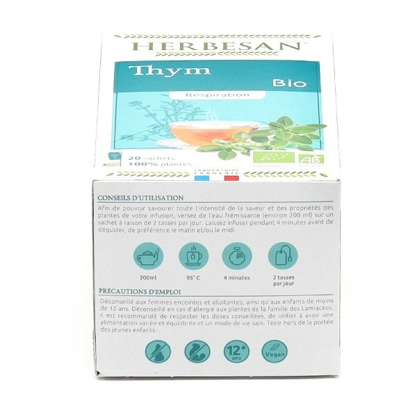 Tisane de Thym bio Respiration - Herbesan - Tisane voies respiratoires
