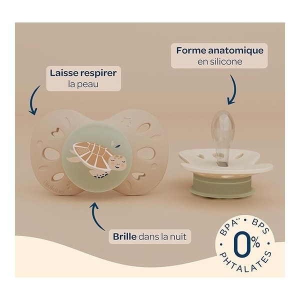 Biolane sucette silicone anatomique 6-18 mois Nuit