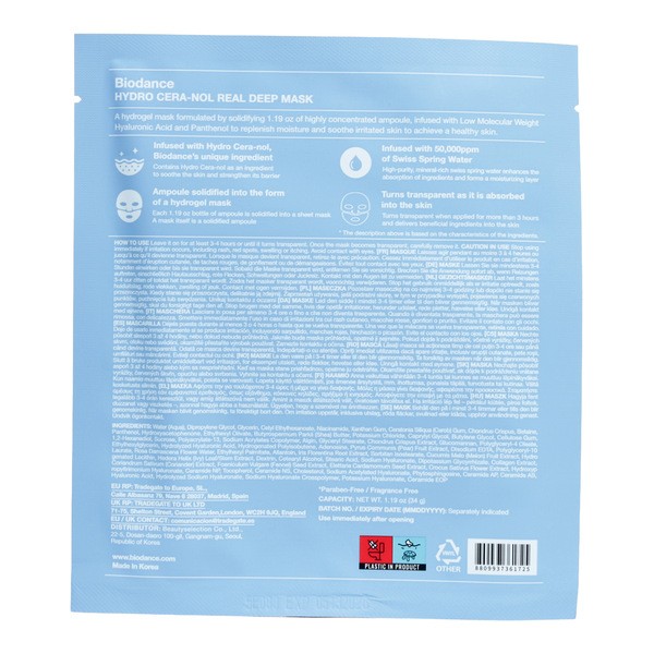 Biodance masque hydrogel hydro cera nol real deep mask