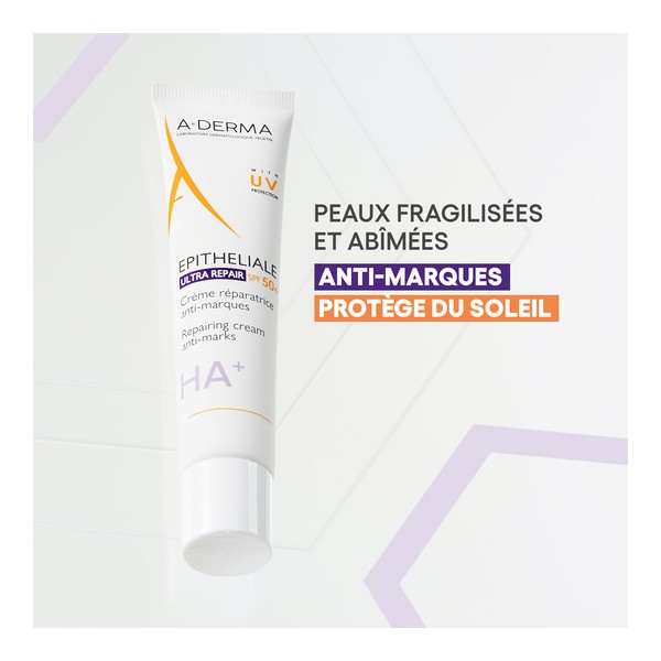 A Derma Epitheliale AH Ultra Crème réparatrice  anti marques SPF 50+