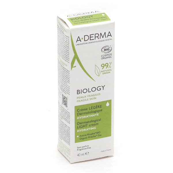 A-Derma Biology Crème légère dermatologique hydratante Bio