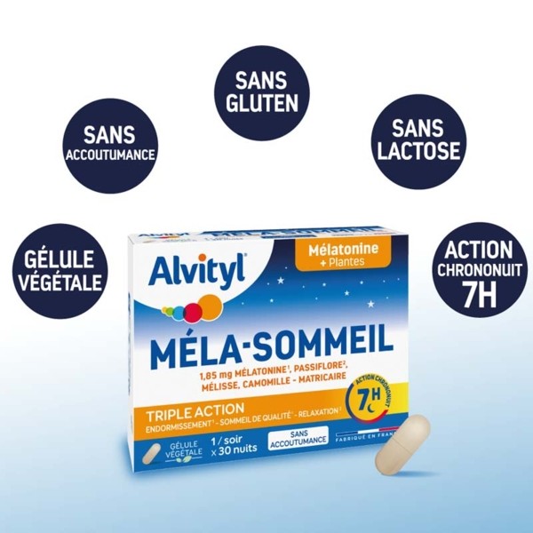 Alvityl Méla Sommeil gélule Mélatonine + plantes Insomnie