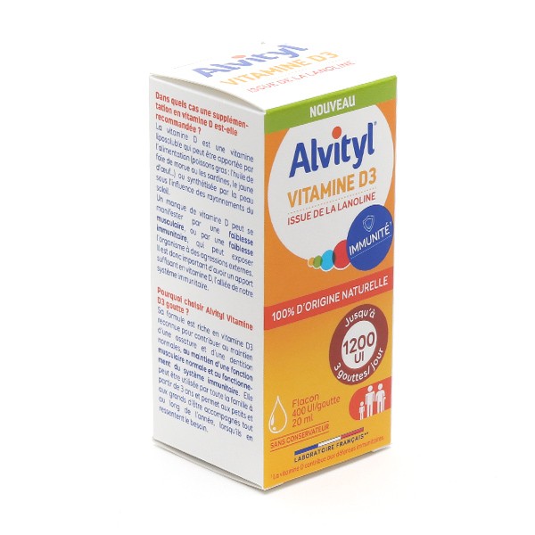 Alvityl Vitamine D3 400 UI gouttes buvables