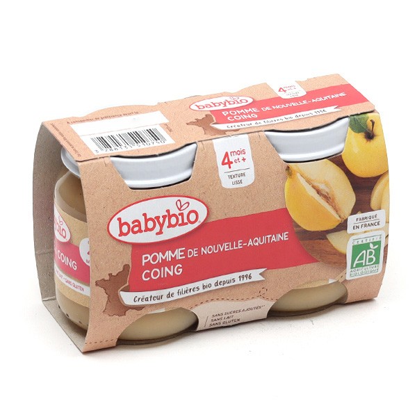 Babybio Petits pots Bébé Pomme d'Aquitaine Coing bio