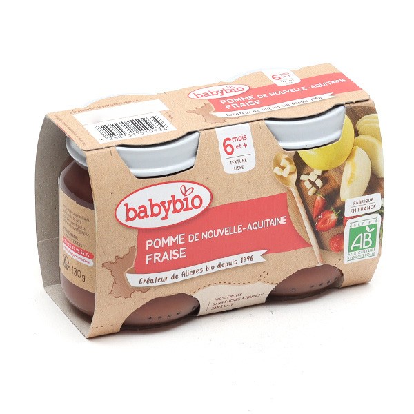 Babybio Petits Pots bébé Pomme d'Aquitaine Fraise