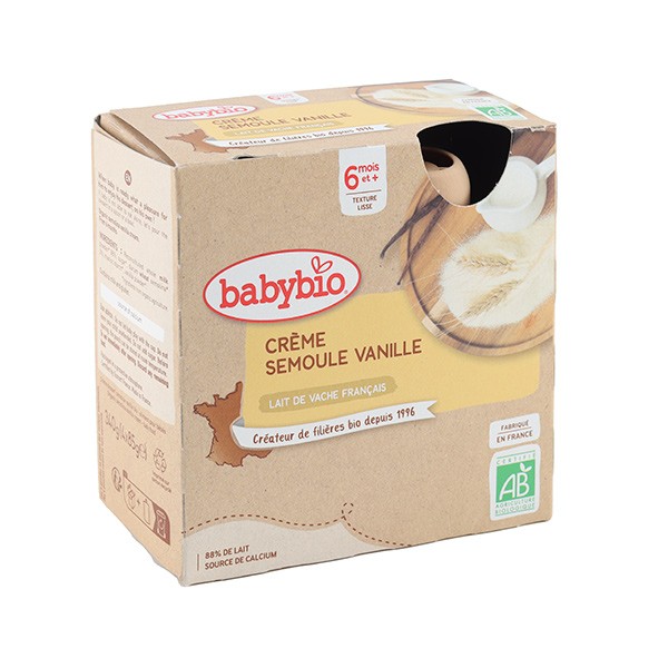 Babybio Gourdes Crème semoule vanille bio