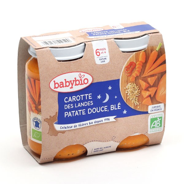 Babybio Petits Pots bébé Carotte Patate douce Blé