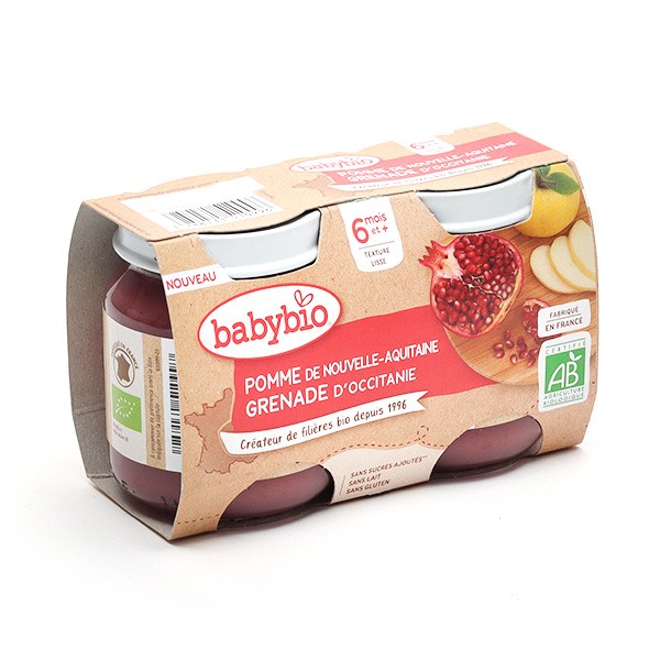 Babybio Petits Pots bébé Pomme Grenade bio - Compote de fruits