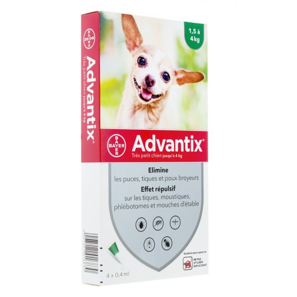 Advantix Spot On très petit chien 1,5 à 4 kg pipettes