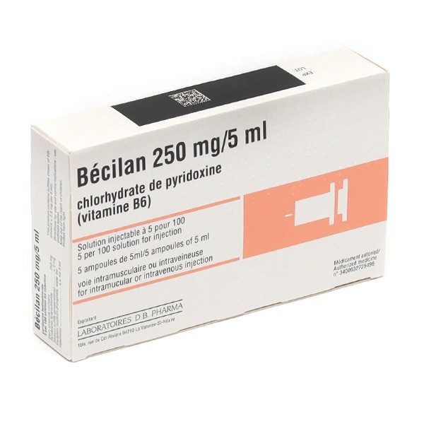 Bécilan 250 mg/5 ml solution injectable ampoules