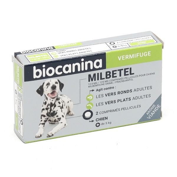 Biocanina Milbetel Chien vermifuge comprimé Vers ronds et plats