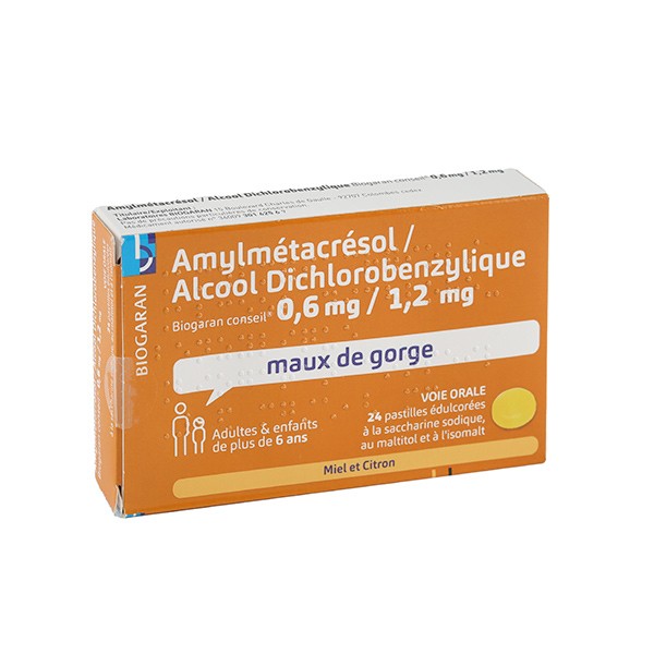 Biogaran Amylmétacrésol/alcool dichlorobenzylique pastilles miel-citron