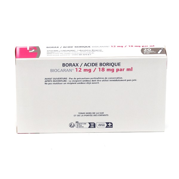 Solution Ophtalmique Borax/Acide Borique Mylan 5ml (Boîte de 20