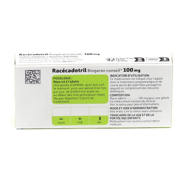 Racecadotril 100 mg Biogaran - Générique Tiorfan Adultes - Diarrhée