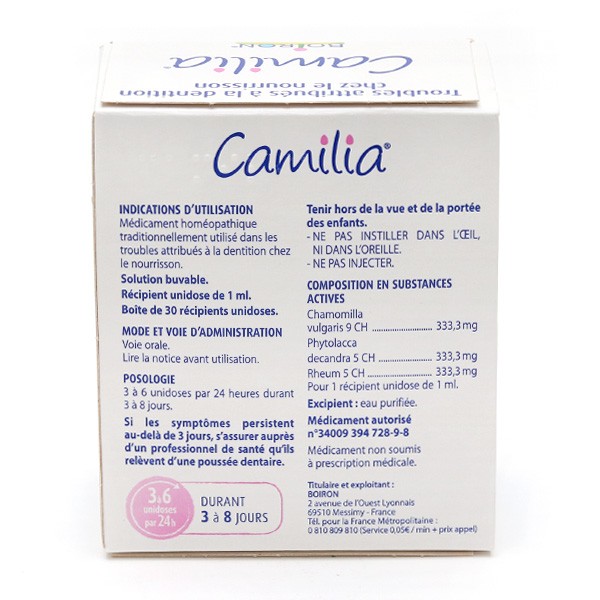 Boiron Camilia - 10 unidoses - Pharmacie en ligne