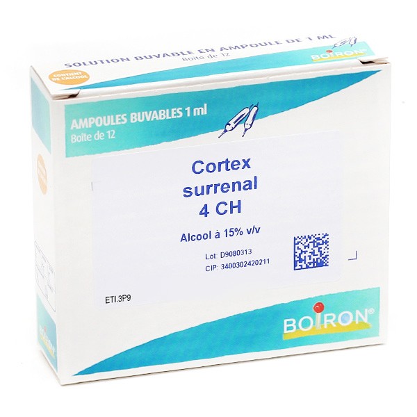 Cortex surrenal 4 CH Ampoules buvables Homéopathiques Boiron