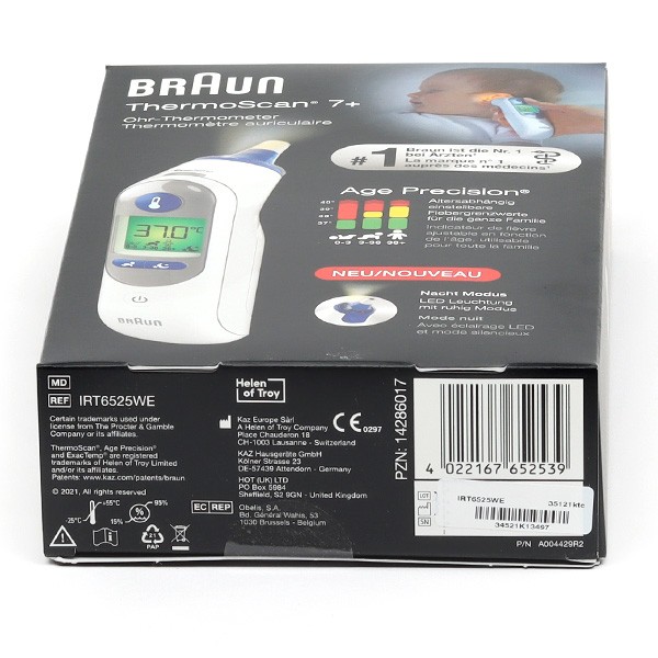 Braun - Thermomètre auriculaire - ThermoScan 7 - Technologie Age Precision  - Convient aux bébés et aux nourrissons - La marque n°1 des médecins1
