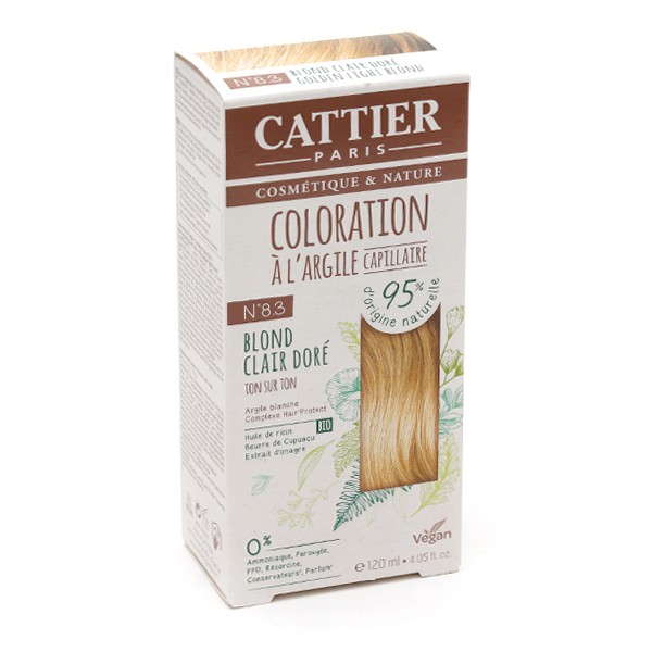 Cattier coloration cheveux à l'argile Blond Clair Doré 8.3