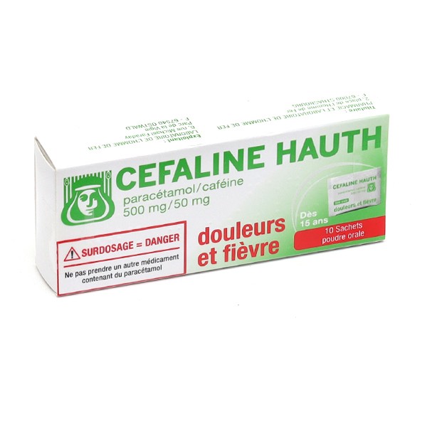 Cefaline Hauth paracétamol 500 mg/caféine 50 mg sachets