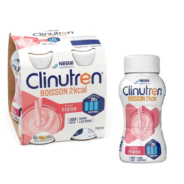 Clinutren HP/HC+ boisson 2 kcal saveur fraise