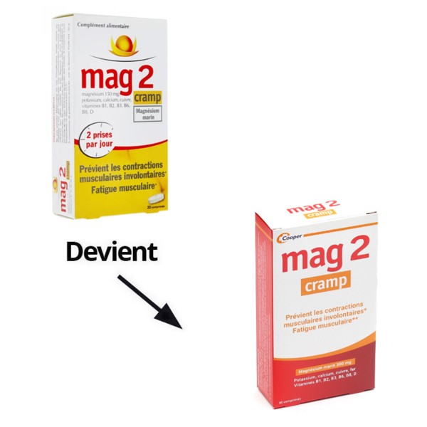 Mag 2 cramp au magnésium marin et fer, vit D Crampe et fatigue