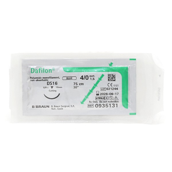 Fil de suture monofilament Dafilon Bleu B Braun Plaie superficielle