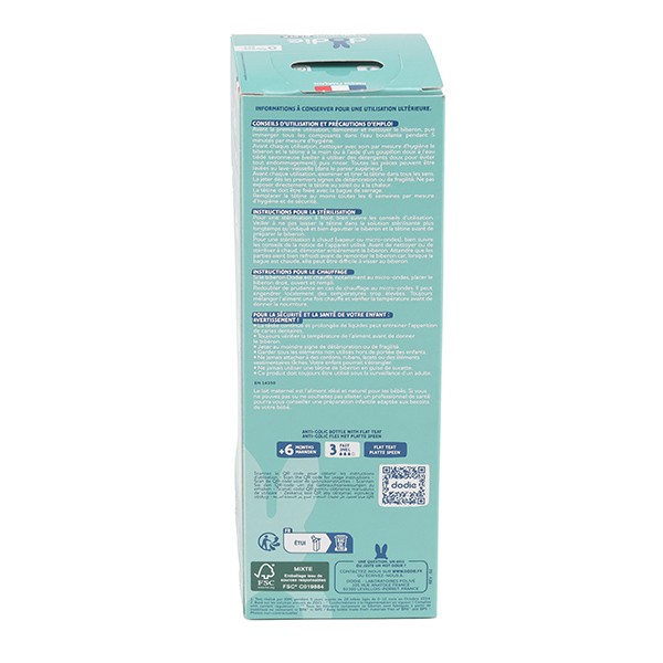 Dodie Biberon Tétine plate débit rapide 330 ml