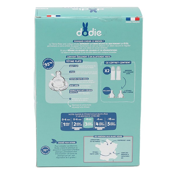 Dodie Biberon Tétine plate débit rapide 330 ml